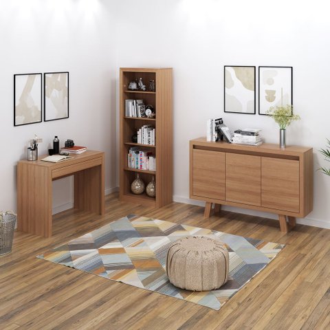 Conjunto de Escritório com Escrivaninha 03 pç CJ43018-067 Tecno Móbili - Tecno Móbili Amêndoa
