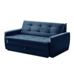Sofá Cama Jade 1,36m Suede Azul Adonai Estofados - 4