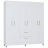 Roupeiro 6 Portas 2 Gavetas 963 Branco Poqq - 1