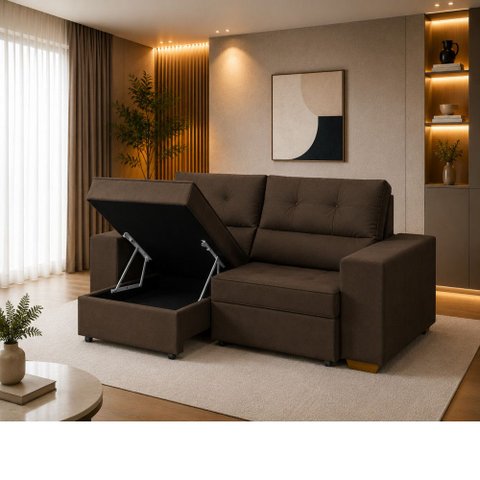 Sofá Baú San Marino Retrátil e Reclinável 3 Lugares 250cm Veludo Sofatec