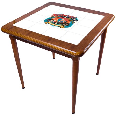 Mesa de Garagem para Churrasco Motorcycle em Madeira Maciça 80x80cm - Empório Tambo