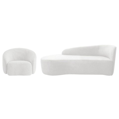 Kit Divã Recamier Orgânico França 160cm Lado Esquerdo e Poltrona Amore Bouclé