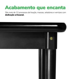 Mesa Quadrada Preta em Madeira Maciça com Pernas de Madeira 80x80x78cm - Empório Tambo - 6