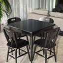 Ver imagem 2 de Mesa Quadrada Preta em Madeira Maciça com Pernas de Madeira 80x80x78cm - Empório Tambo