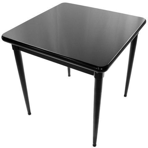 Mesa Quadrada Preta em Madeira Maciça com Pernas de Madeira 80x80x78cm - Empório Tambo