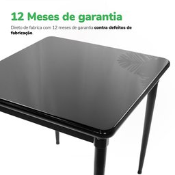 Mesa Quadrada Preta em Madeira Maciça com Pernas de Madeira 80x80x78cm - Empório Tambo - 8