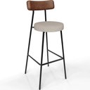 Ver imagem 3 de Kit 02 Banquetas Alta Cozinha Bar Sala Jantar Milão L02 Couríssimo Marrom Linho Bege - Lyam Decor