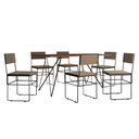 Ver imagem 6 de Mesa Jantar Retangular Industrial Trama 1,50x0,90m Amêndoa 6 Cadeiras Estofadas Bege e Preto Vitó