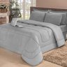 Kit 6 Pçs Edredom Casa Dona Dupla Face Casal Queen Com Lençol Cinza - 1