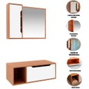 Ver imagem 2 de Kit Gabinete e Espelheira de Banheiro 80 cm Karina Amêndoa/Branco