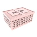 Ver imagem 4 de Caixa Organizadora com Tampa Crippa Cesto Médio Rosa Closet Brinquedos Lavanderia