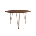 Ver imagem 5 de Mesa Jantar Redonda 90cm Amêndoa Clips 3 Pés com 4 Poltronas Pretas Base Cobre - Cor: Amendoa