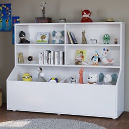 Nicho Organizador para Livros Briquedos Calçados com 4 Prateleiras 2 Baus 100% Mdf - 2