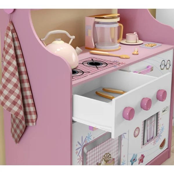 Cozinha Infantil Porta Brinquedos Kitchen Branco Rosa Moveis Estrela - 4