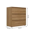 Ver imagem 3 de Cômoda para Quarto 3 Gavetas 90x92cm Condessa Yescasa Marrom/Almendra