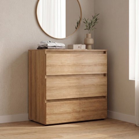 Cômoda para Quarto 3 Gavetas 90x92cm Condessa Yescasa Marrom/Almendra