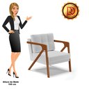 Ver imagem 7 de Poltrona Melissa Linho Base de Madeira Castanho - D’Rossi - A05 Cinza Claro