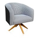 Ver imagem 2 de Kit 2 Poltrona Giratória Stella Linho A72 com Corino Base Madeira - D'Rossi - Preto