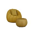 Ver imagem 2 de Kit Poltrona Decorativa C/ Puff + Almofada Concha Veludo Mostarda - Londrilar