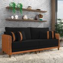 Ver imagem 2 de Sofá 2 Lugares Living 172cm Pé Madeira Valença Nozes/veludo Preto K01 - D'Rossi
