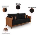 Ver imagem 3 de Sofá 2 Lugares Living 172cm Pé Madeira Valença Nozes/veludo Preto K01 - D'Rossi