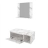 Conjunto Gabinete de Banheiro com Cuba e Espelho Mármore Branco - 3