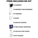 Ver imagem 2 de Gabinete 2 Portas Suspenso para Banheiro com Lavatório + Armário + Torneira + Engate Flexível + Fita