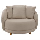 Ver imagem 5 de Kit 02 Poltronas Decorativa Sala de Estar Base Fixa de Madeira Witta M03 Linho Cru - Lyam Decor