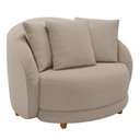 Ver imagem 3 de Kit 02 Poltronas Decorativa Sala de Estar Base Fixa de Madeira Witta M03 Linho Cru - Lyam Decor