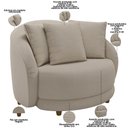 Ver imagem 4 de Kit 02 Poltronas Decorativa Sala de Estar Base Fixa de Madeira Witta M03 Linho Cru - Lyam Decor