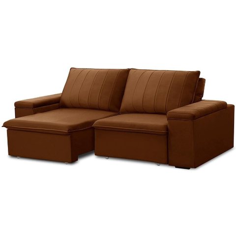 Sofá 3 Lugares Retrátil Reclinável para Sala 205cm Malfati F04 Veludo Terracota - Lyam Decor