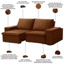 Ver imagem 4 de Sofá 3 Lugares Retrátil Reclinável para Sala 205cm Malfati F04 Veludo Terracota - Lyam Decor