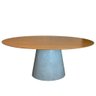 Mesa de Jantar Cone Oval 198x122 Cm Base Cimento Queimado Tampo Freijó - 1