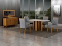Ver imagem 6 de Conjunto Sala de Jantar Jade Gold 1,20m Tampo Off 4 Cadeiras Jade Cinamomo/Linho Cinza