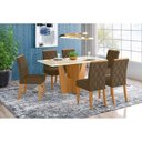 Ver imagem 1 de Conjunto Mesa de Cozinha Vértice Tampo Madeirado com Vidro 160x80cm e 6 Cadeiras Vita Nature Suede