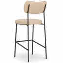 Ver imagem 6 de Kit 4 Banquetas Baixa Sala de Jantar Lisa Pés Preto Linho/PU Bege/Caramelo m² - Monari Design