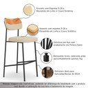 Ver imagem 3 de Kit 4 Banquetas Baixa Sala de Jantar Lisa Pés Preto Linho/PU Bege/Caramelo m² - Monari Design