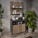 Ver imagem 2 de Aparador Cantinho do Café e Painel 2 Prateleiras Flora M24 Preto/freijó - Mpozenato