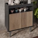 Ver imagem 6 de Aparador Cantinho do Café e Painel 2 Prateleiras Flora M24 Preto/freijó - Mpozenato