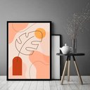 Ver imagem 1 de Quadro Decorativo Abstrato Vaso Folha Sol - 70x50cm:moldura Branca