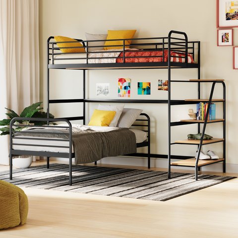Beliche com Escada Lateral em Ferro Aço Carbono Tubular Teko Casatema MadeiraOriginals Azul/Álamo