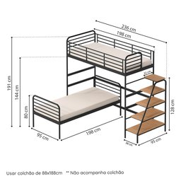 Beliche com Escada Lateral em Ferro Aço Carbono Tubular Teko Casatema - 3