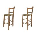 Ver imagem 1 de Kit 2 Banquetas de Palha com Encosto de Madeira