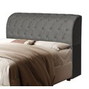 Ver imagem 1 de Cabeceira para Cama Box King 198cm Antonella Cinza Capitone com Baú Organizador