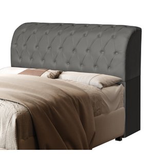 Cabeceira para Cama Box King 198cm Antonella Cinza Capitone com Baú Organizador