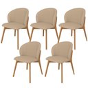 Ver imagem 1 de Kit 05 Cadeiras de Jantar e Estar Living Estofada Mia L02 Linho Bege Escuro - Lyam Decor
