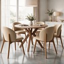 Ver imagem 2 de Kit 05 Cadeiras de Jantar e Estar Living Estofada Mia L02 Linho Bege Escuro - Lyam Decor