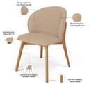 Ver imagem 4 de Kit 05 Cadeiras de Jantar e Estar Living Estofada Mia L02 Linho Bege Escuro - Lyam Decor