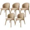 Ver imagem 1 de Kit 05 Cadeiras de Jantar e Estar Living Estofada Mia L02 Linho Bege Escuro - Lyam Decor