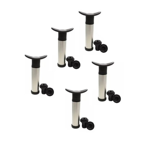 5 Conjuntos Kit Bomba A Vácuo Para Vinho Com 2 Rolhas Tampa